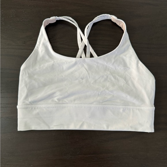 Size 8 White Lululemon Energy Longline Bra Medium Support - Picture 5 of 6